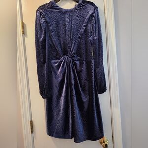 Elegant Blue Leopard Print Dress Size M NWT